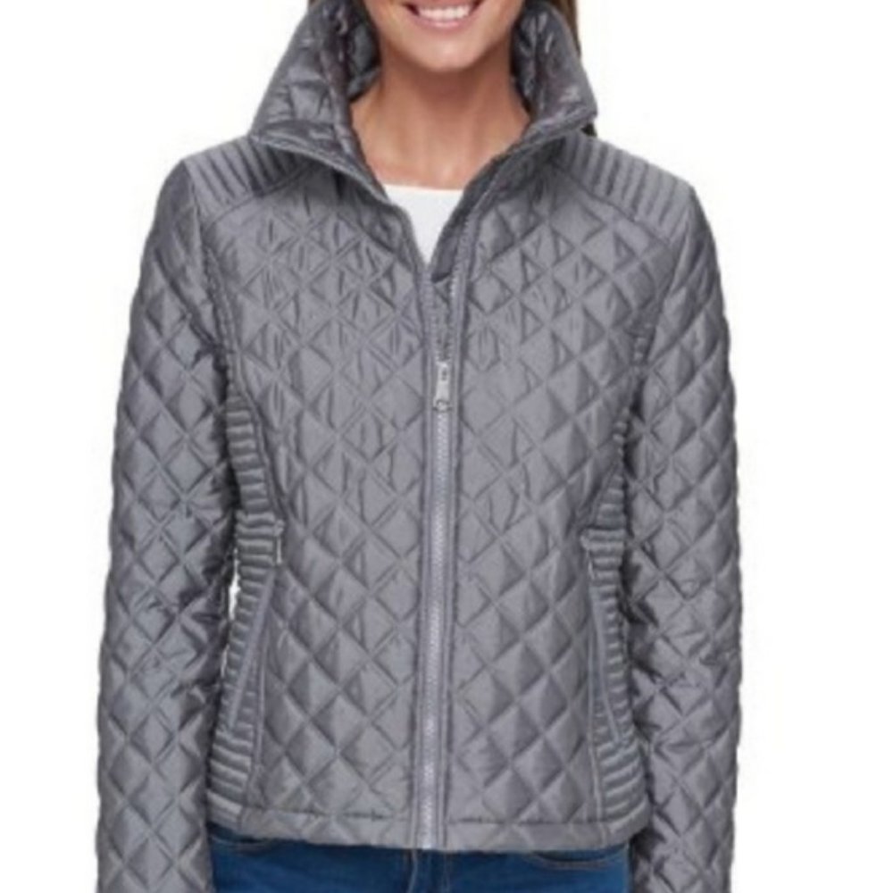 Marc New York Quilted Jacket - GRAY SILVER - SIZE MEDIUM